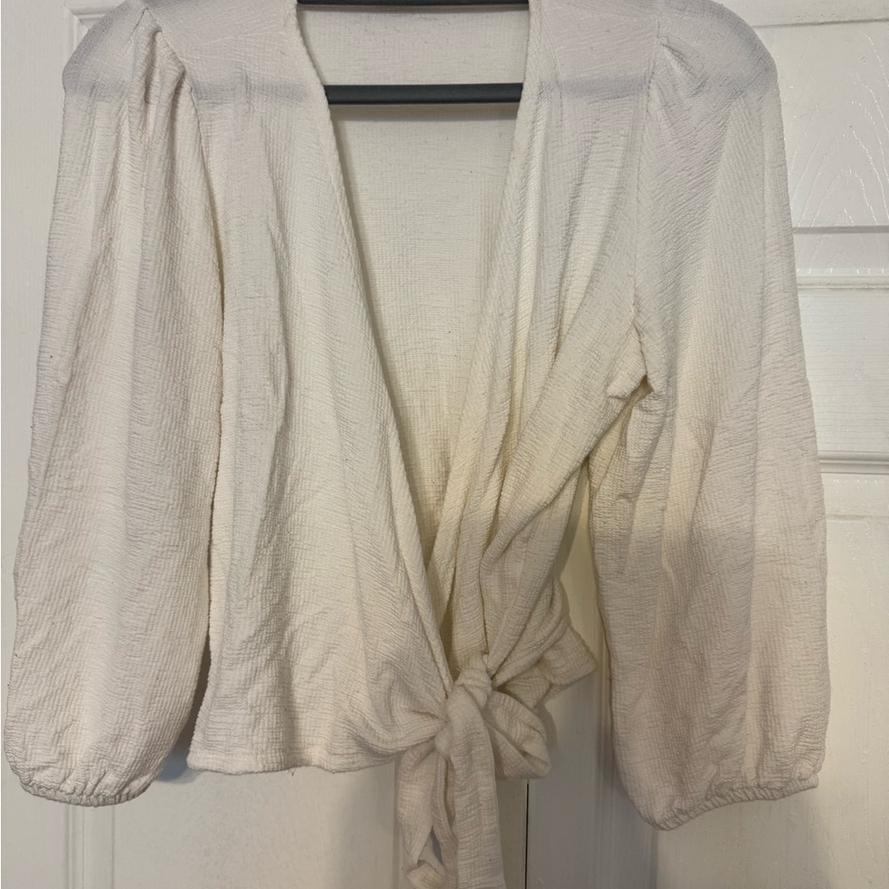 Cream Tie-Front Blouse